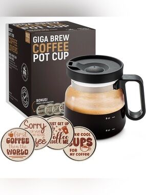 Coffee Pot Cup with 4 coasters dented box